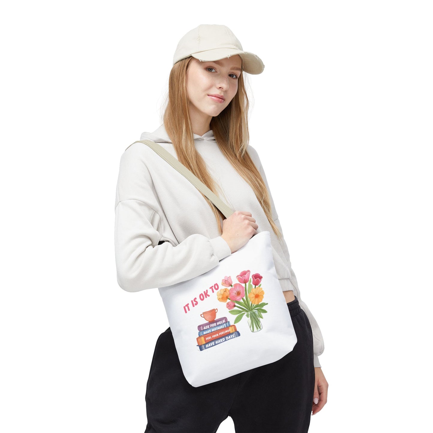 Floral Motivational Tote Bag | Inspirational Gift, Book Lover, Flower Design, Everyday Use, Eco-Friendly