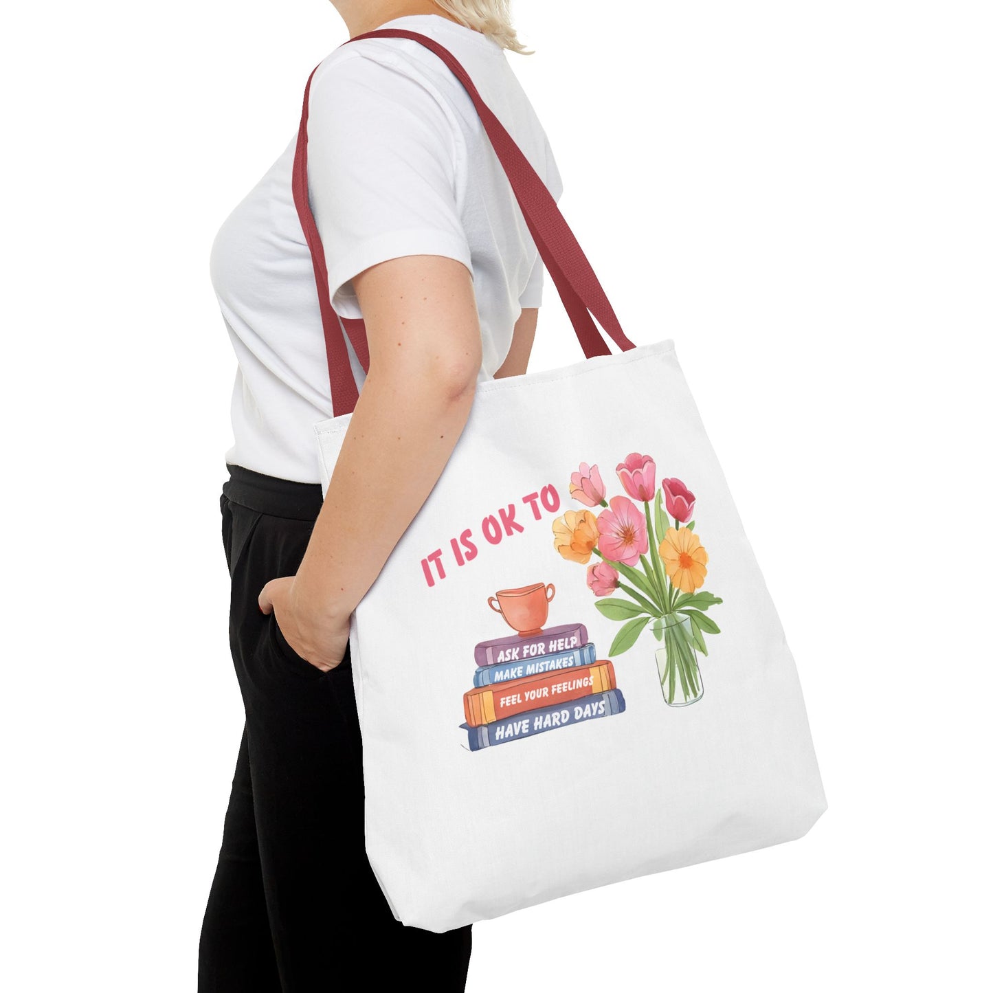 Floral Motivational Tote Bag | Inspirational Gift, Book Lover, Flower Design, Everyday Use, Eco-Friendly