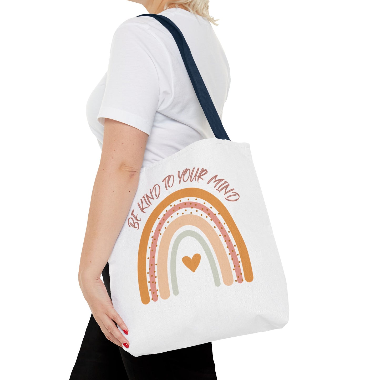 Rainbow Motivational Tote Bag, Eco-Friendly Shopper, Mindfulness Gift, Everyday Carryall, Inspirational Bag, Cute Rainbows