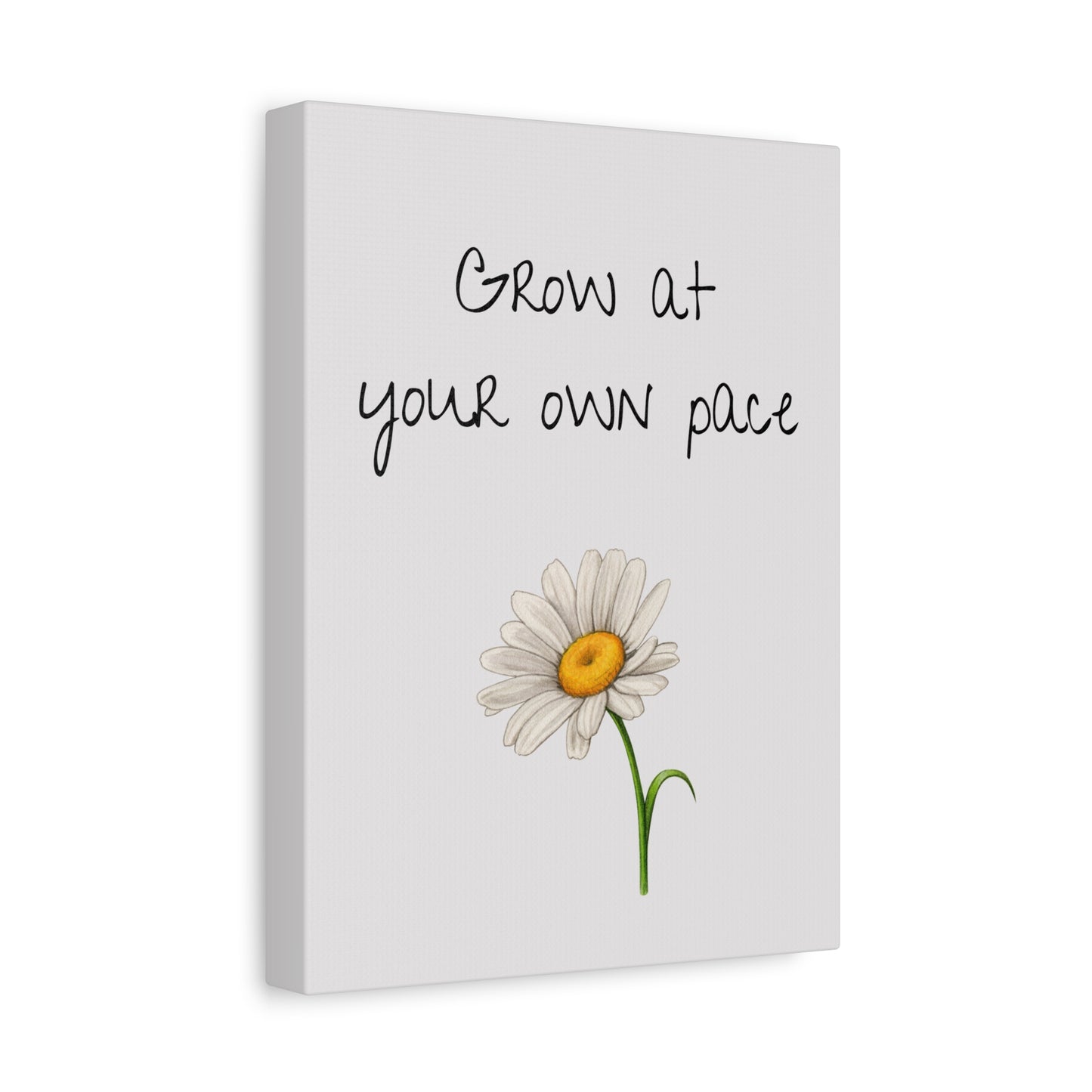 Motivational Canvas Art: "Grow at Your Own Pace" Inspirational Wall Decor, Home Office, Gift for Students, Flower Design