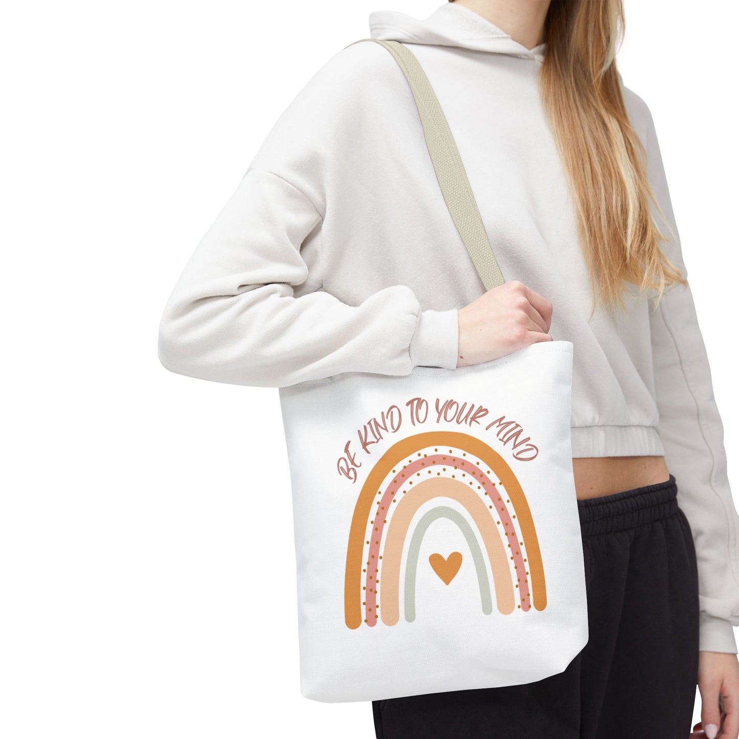 Rainbow Motivational Tote Bag, Eco-Friendly Shopper, Mindfulness Gift, Everyday Carryall, Inspirational Bag, Cute Rainbows