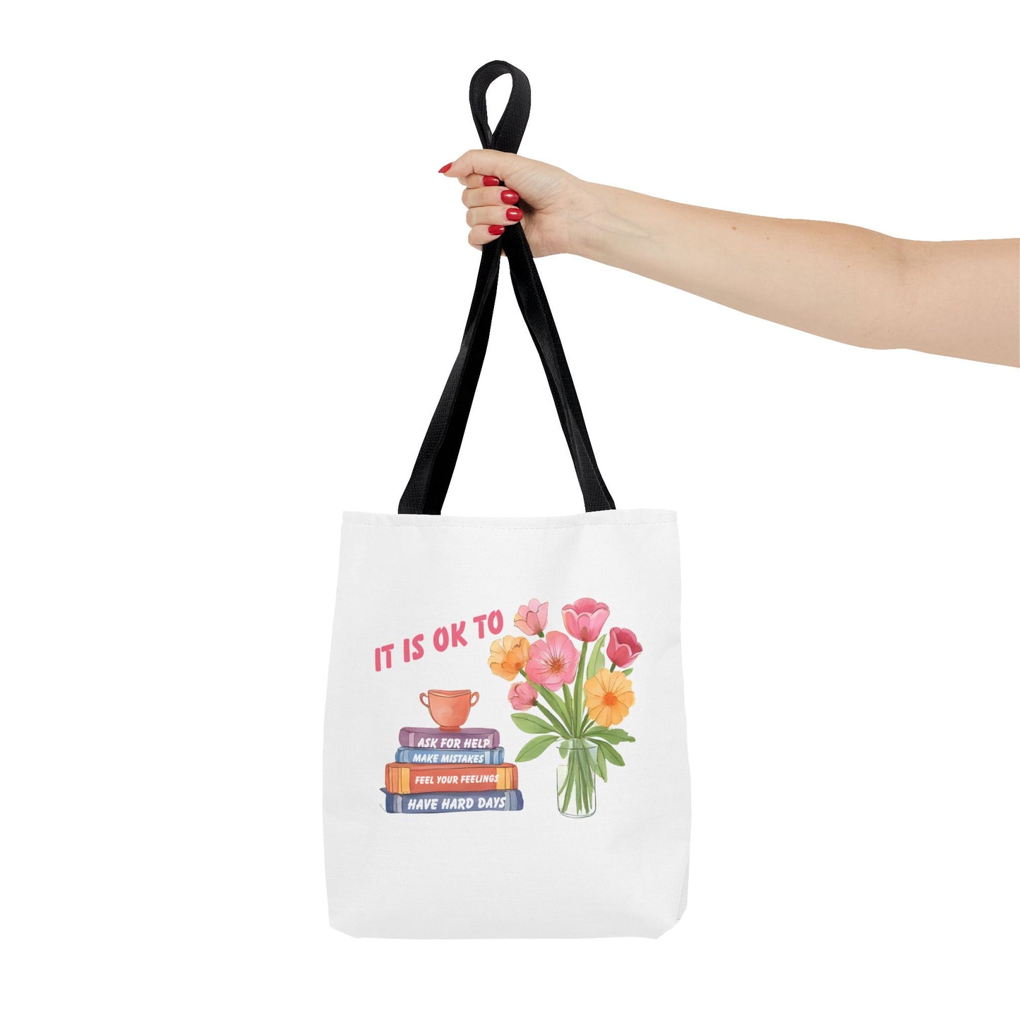 Floral Motivational Tote Bag | Inspirational Gift, Book Lover, Flower Design, Everyday Use, Eco-Friendly