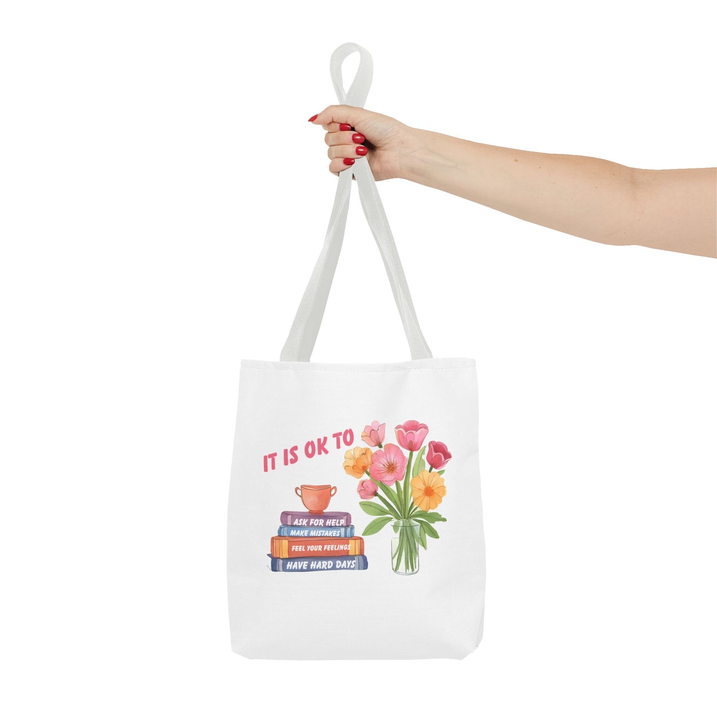 Floral Motivational Tote Bag | Inspirational Gift, Book Lover, Flower Design, Everyday Use, Eco-Friendly