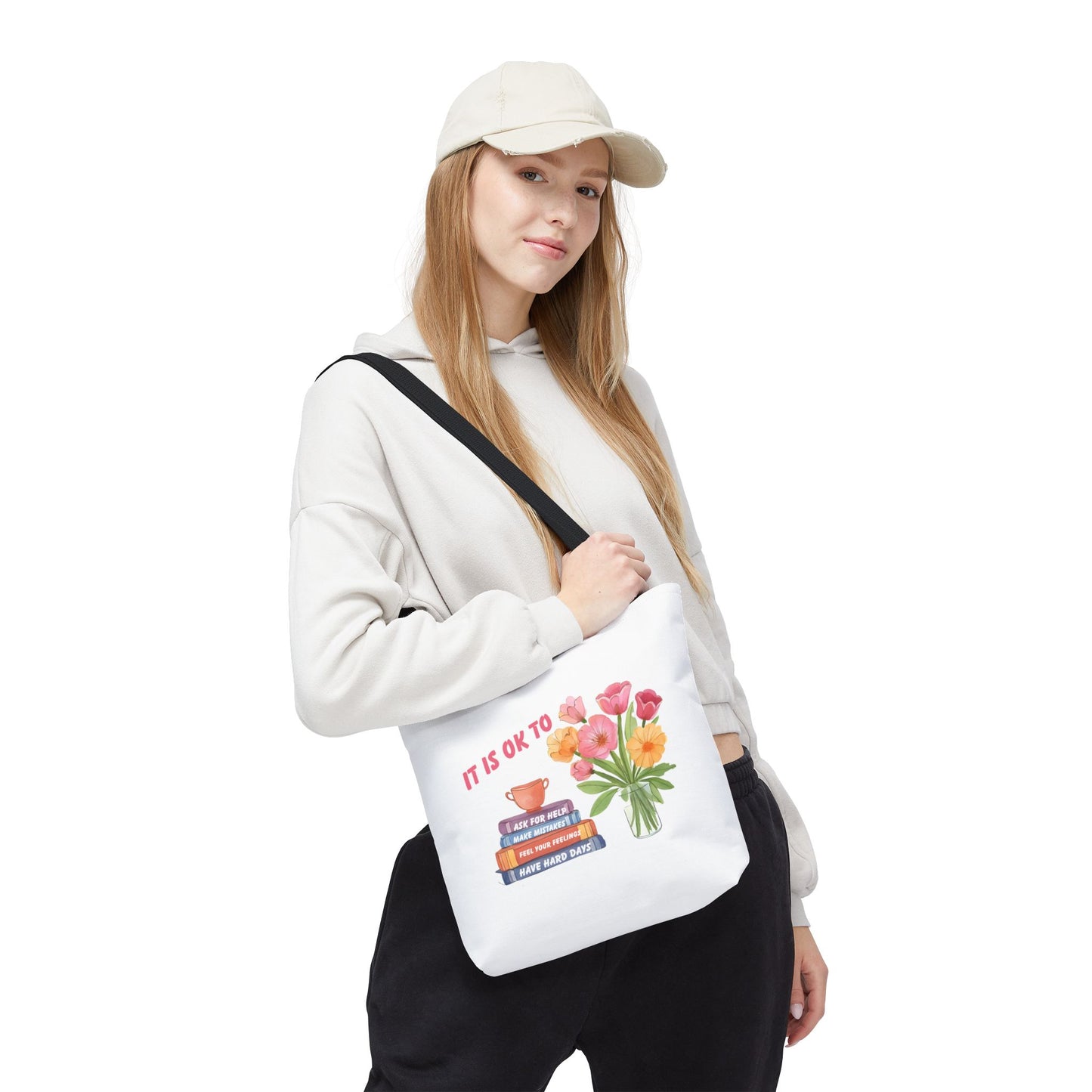 Floral Motivational Tote Bag | Inspirational Gift, Book Lover, Flower Design, Everyday Use, Eco-Friendly