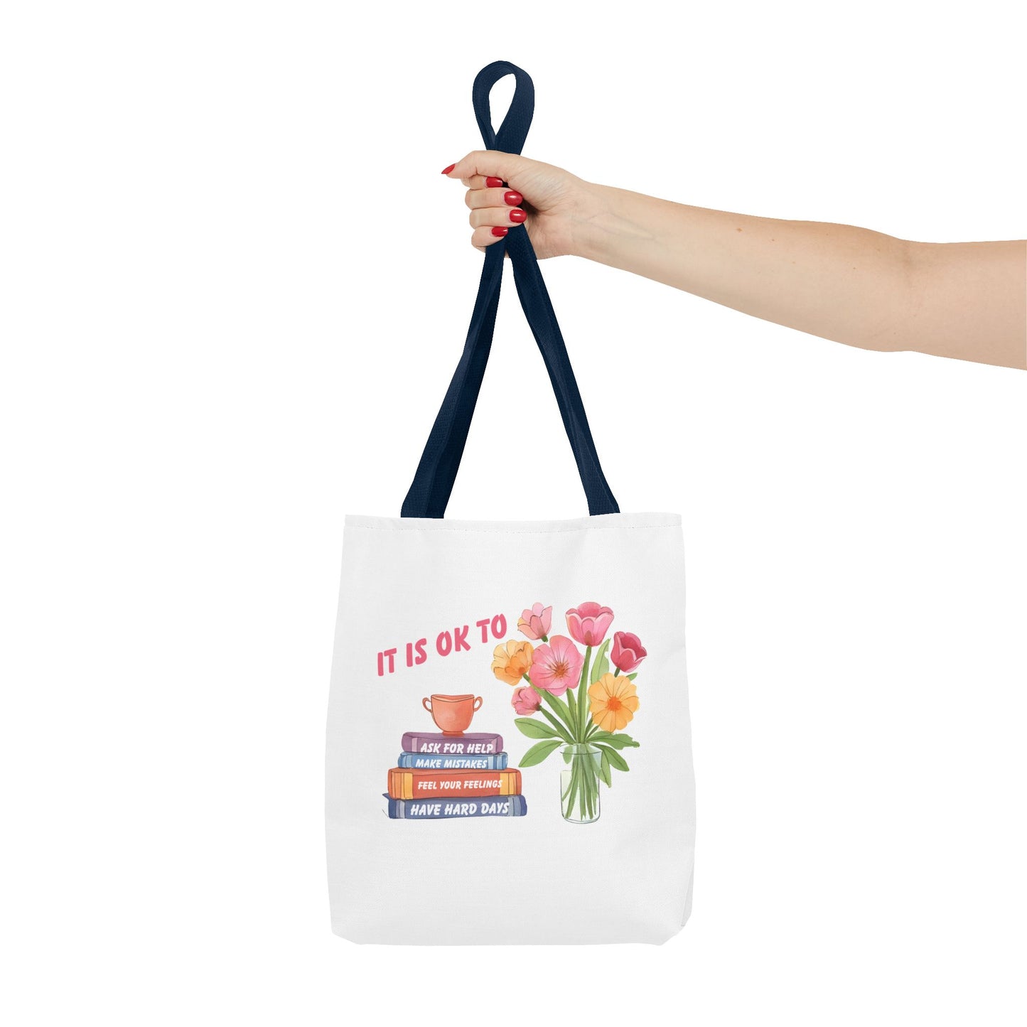 Floral Motivational Tote Bag | Inspirational Gift, Book Lover, Flower Design, Everyday Use, Eco-Friendly