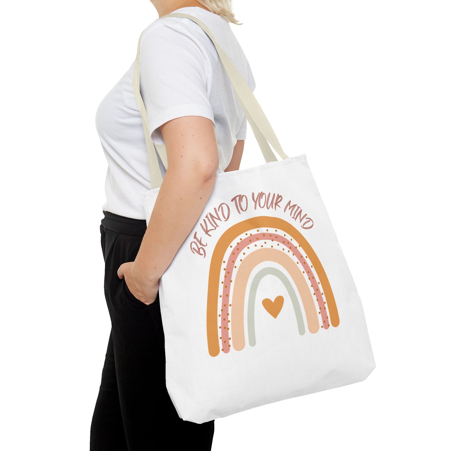 Rainbow Motivational Tote Bag, Eco-Friendly Shopper, Mindfulness Gift, Everyday Carryall, Inspirational Bag, Cute Rainbows