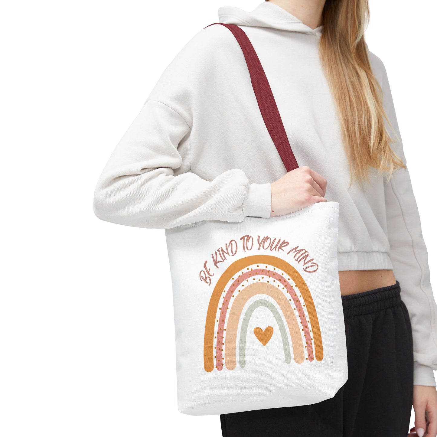 Rainbow Motivational Tote Bag, Eco-Friendly Shopper, Mindfulness Gift, Everyday Carryall, Inspirational Bag, Cute Rainbows