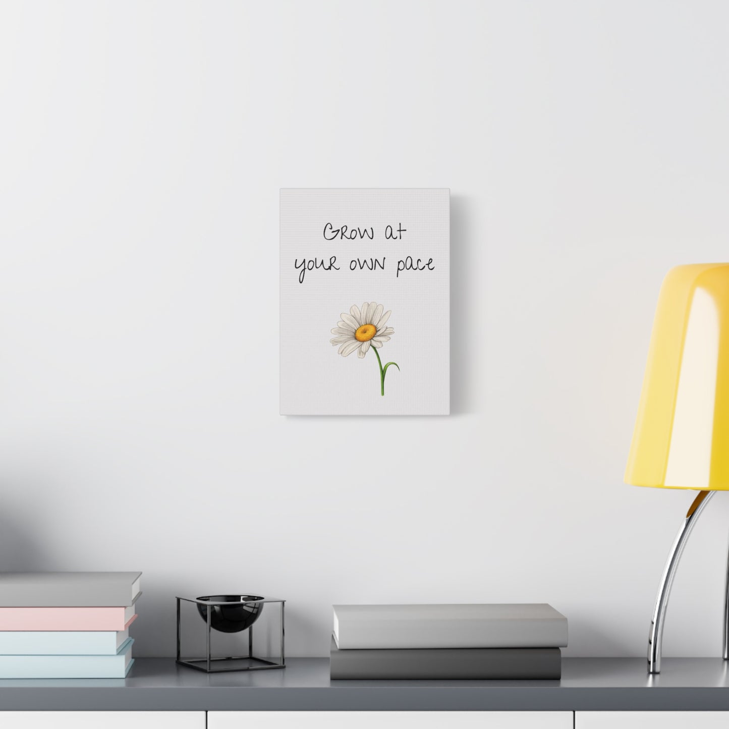 Motivational Canvas Art: "Grow at Your Own Pace" Inspirational Wall Decor, Home Office, Gift for Students, Flower Design