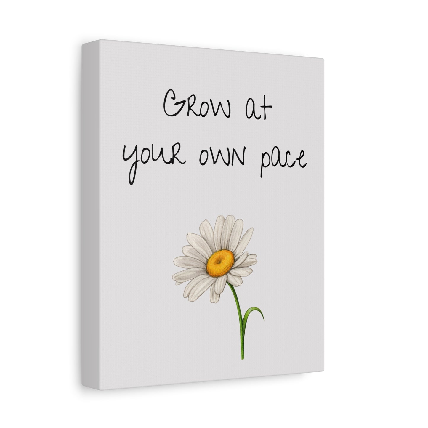 Motivational Canvas Art: "Grow at Your Own Pace" Inspirational Wall Decor, Home Office, Gift for Students, Flower Design