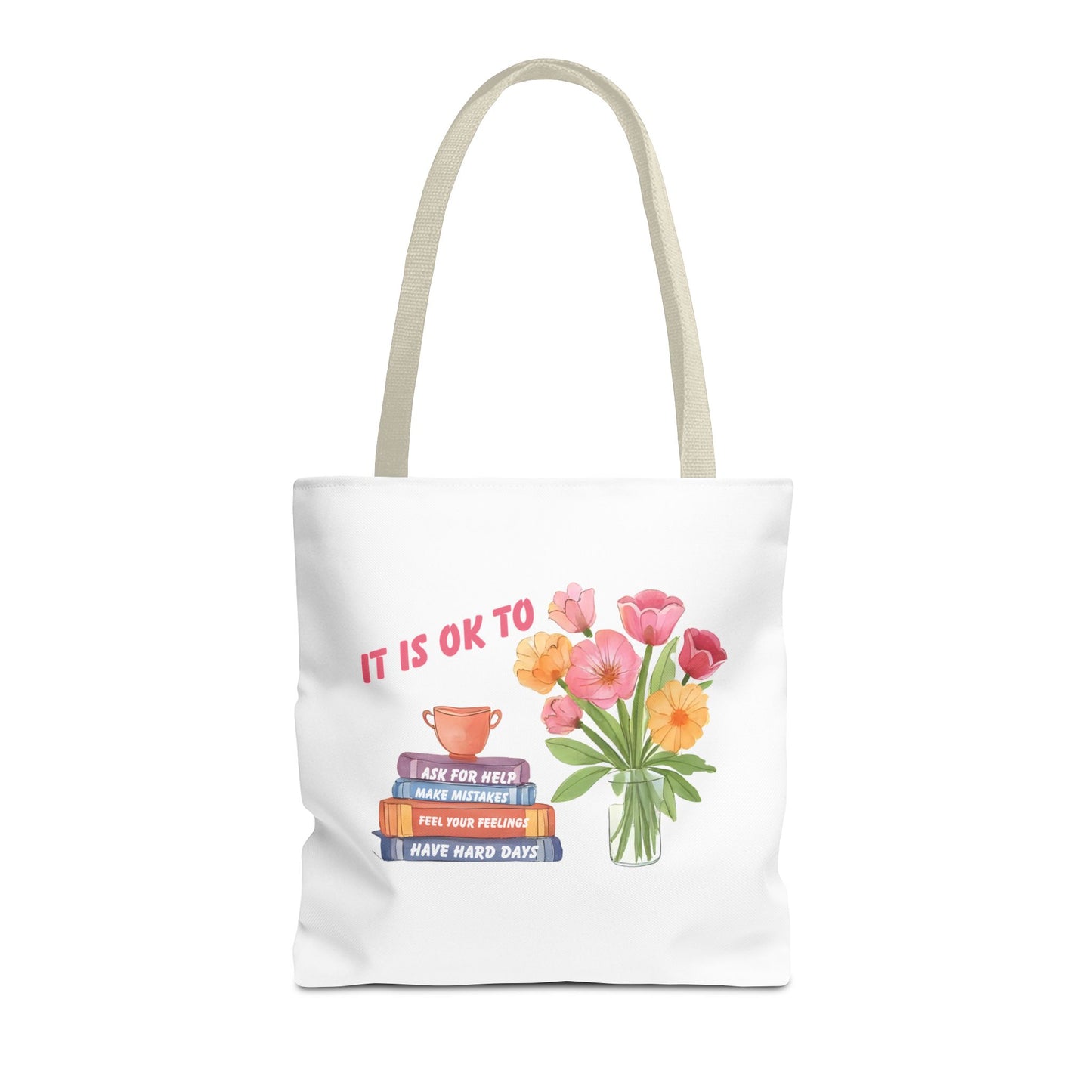Floral Motivational Tote Bag | Inspirational Gift, Book Lover, Flower Design, Everyday Use, Eco-Friendly