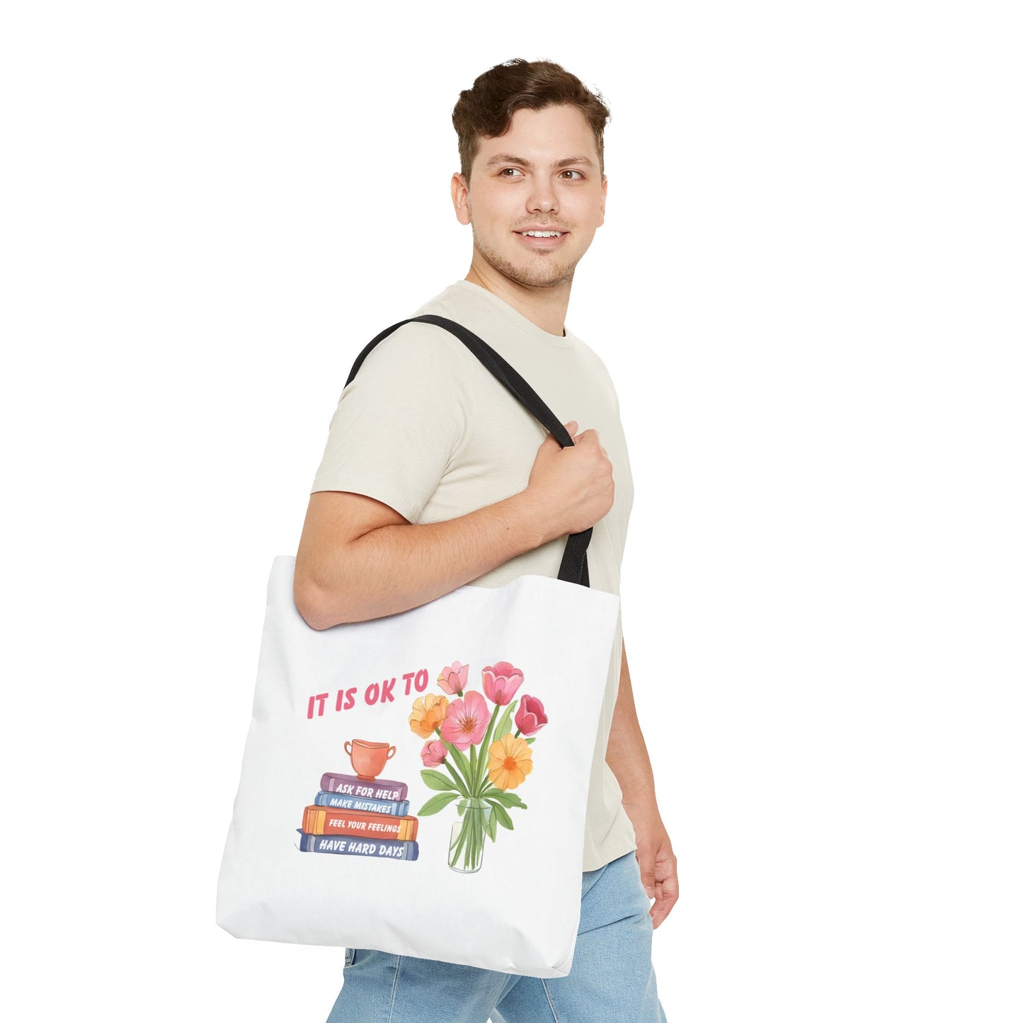 Floral Motivational Tote Bag | Inspirational Gift, Book Lover, Flower Design, Everyday Use, Eco-Friendly