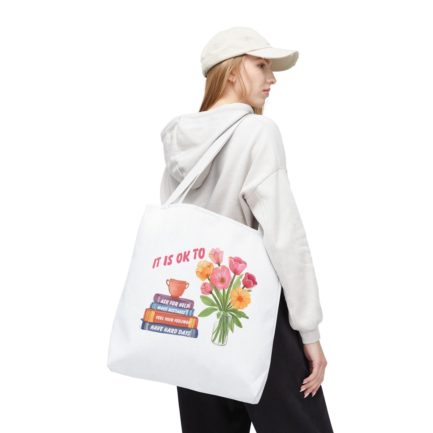 Floral Motivational Tote Bag | Inspirational Gift, Book Lover, Flower Design, Everyday Use, Eco-Friendly