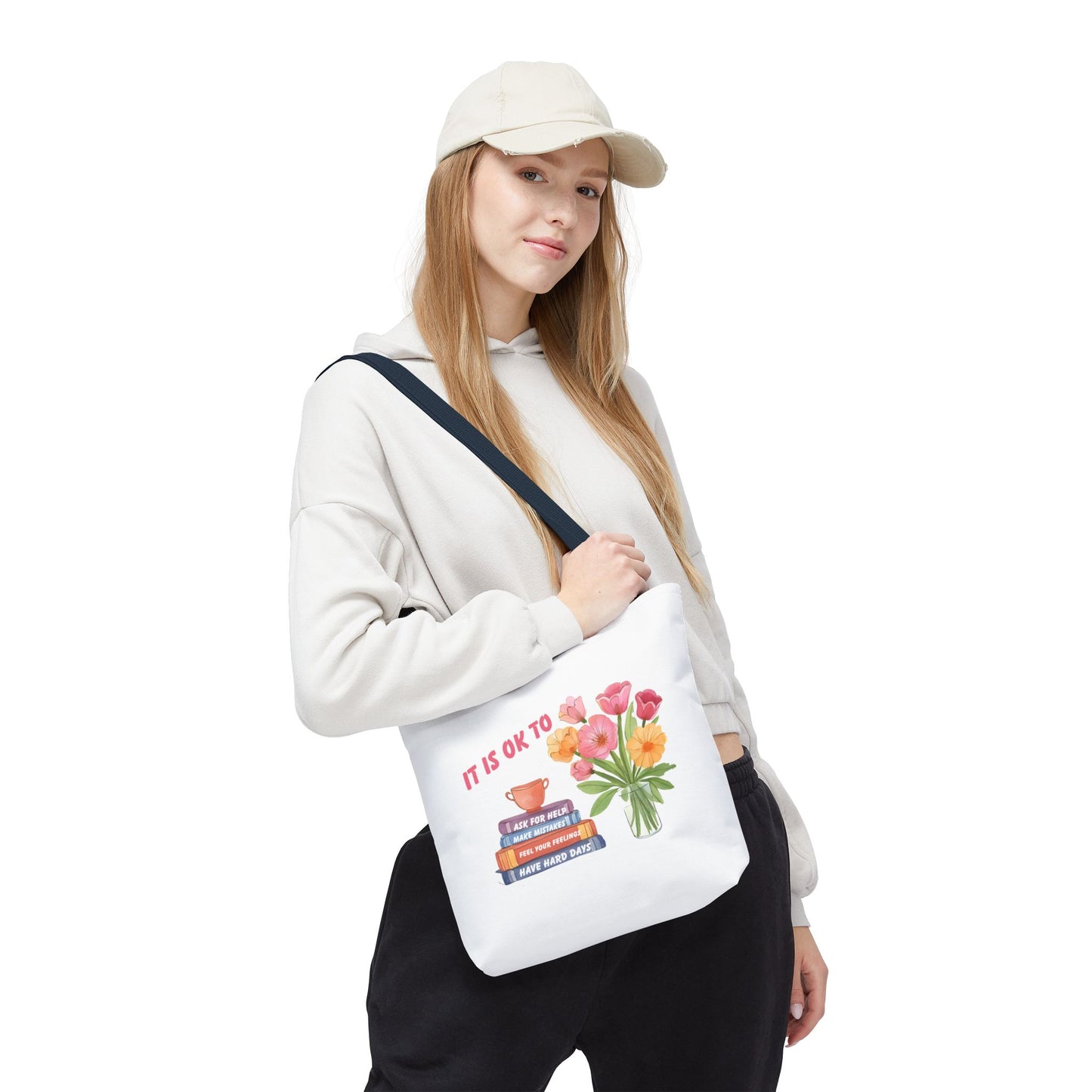 Floral Motivational Tote Bag | Inspirational Gift, Book Lover, Flower Design, Everyday Use, Eco-Friendly