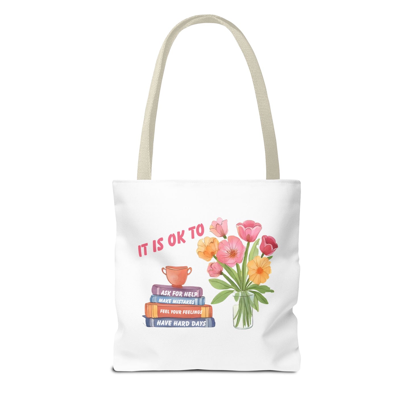 Floral Motivational Tote Bag | Inspirational Gift, Book Lover, Flower Design, Everyday Use, Eco-Friendly