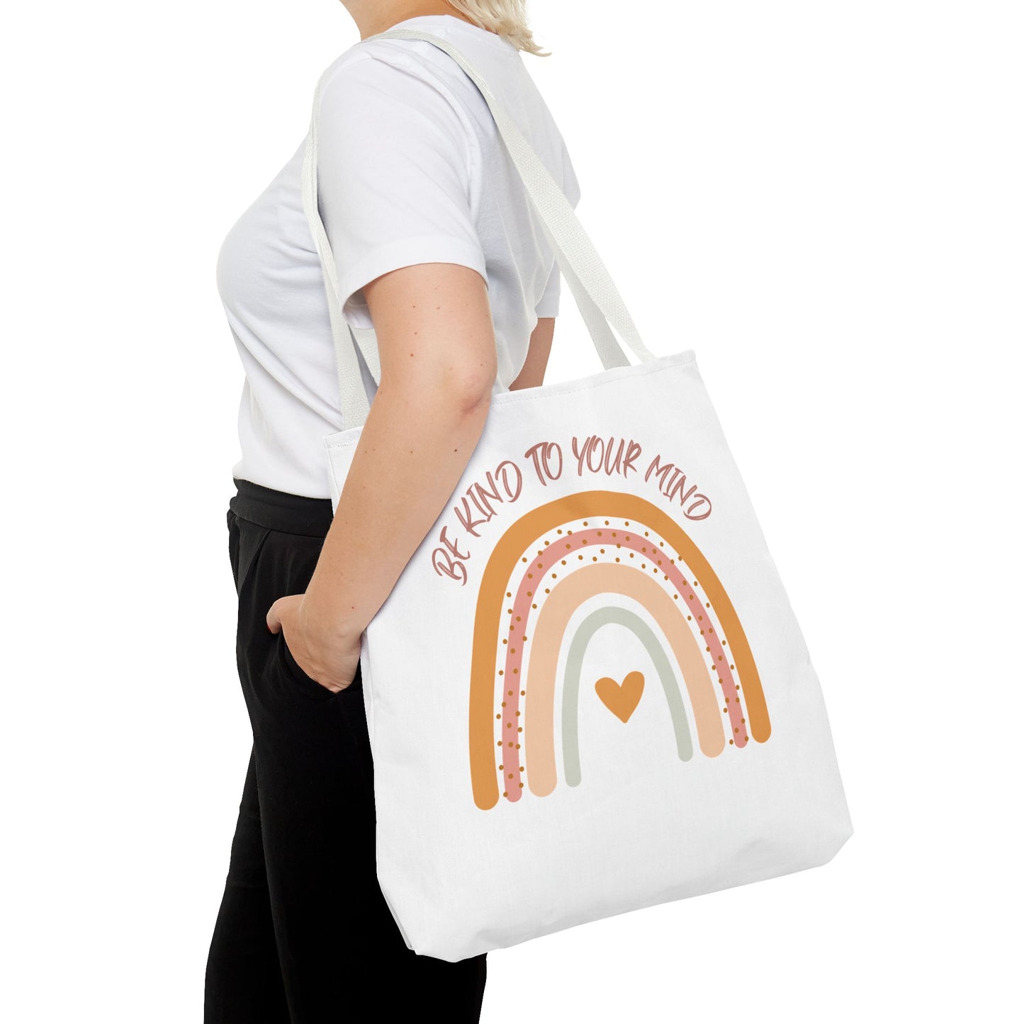 Rainbow Motivational Tote Bag, Eco-Friendly Shopper, Mindfulness Gift, Everyday Carryall, Inspirational Bag, Cute Rainbows