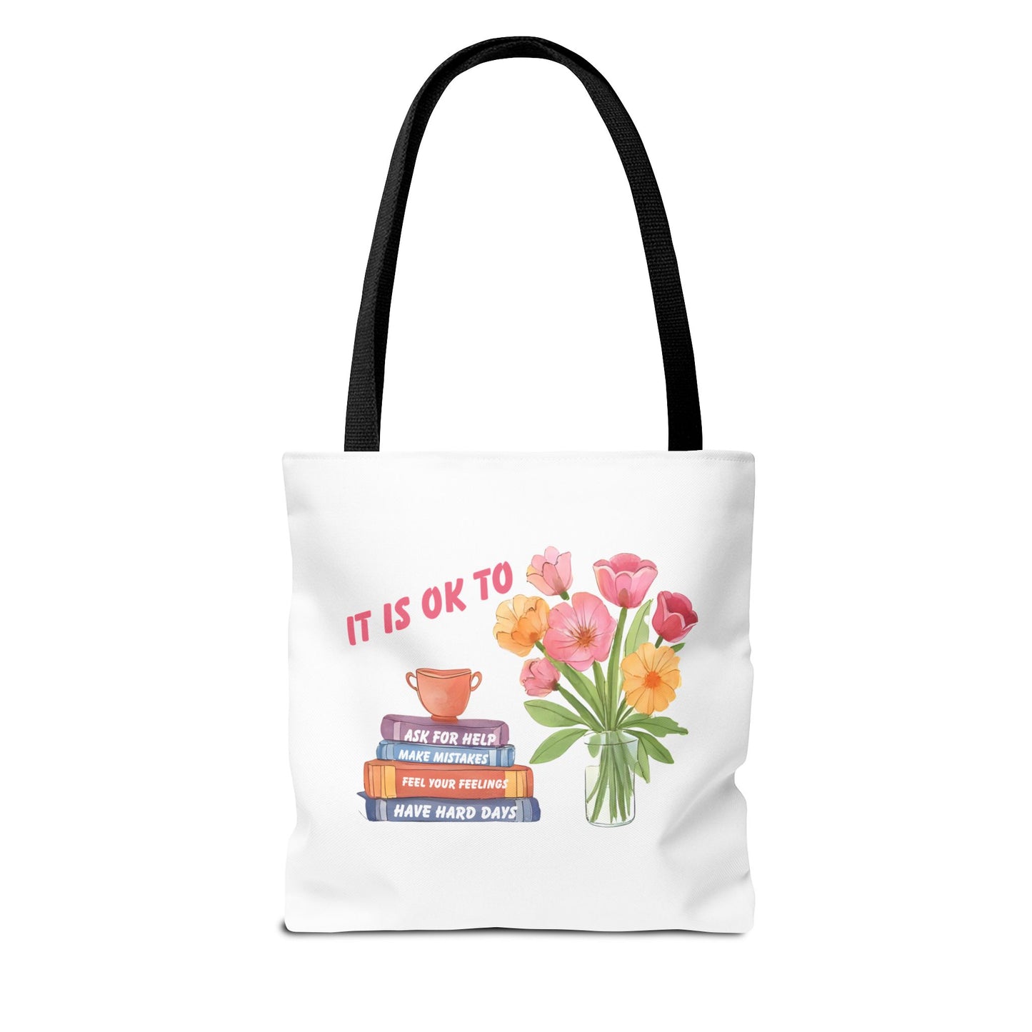 Floral Motivational Tote Bag | Inspirational Gift, Book Lover, Flower Design, Everyday Use, Eco-Friendly