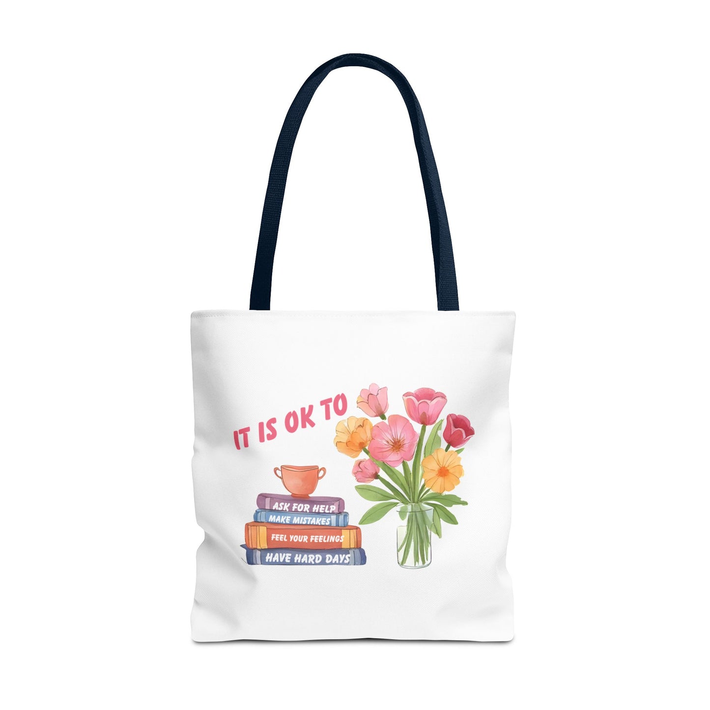 Floral Motivational Tote Bag | Inspirational Gift, Book Lover, Flower Design, Everyday Use, Eco-Friendly