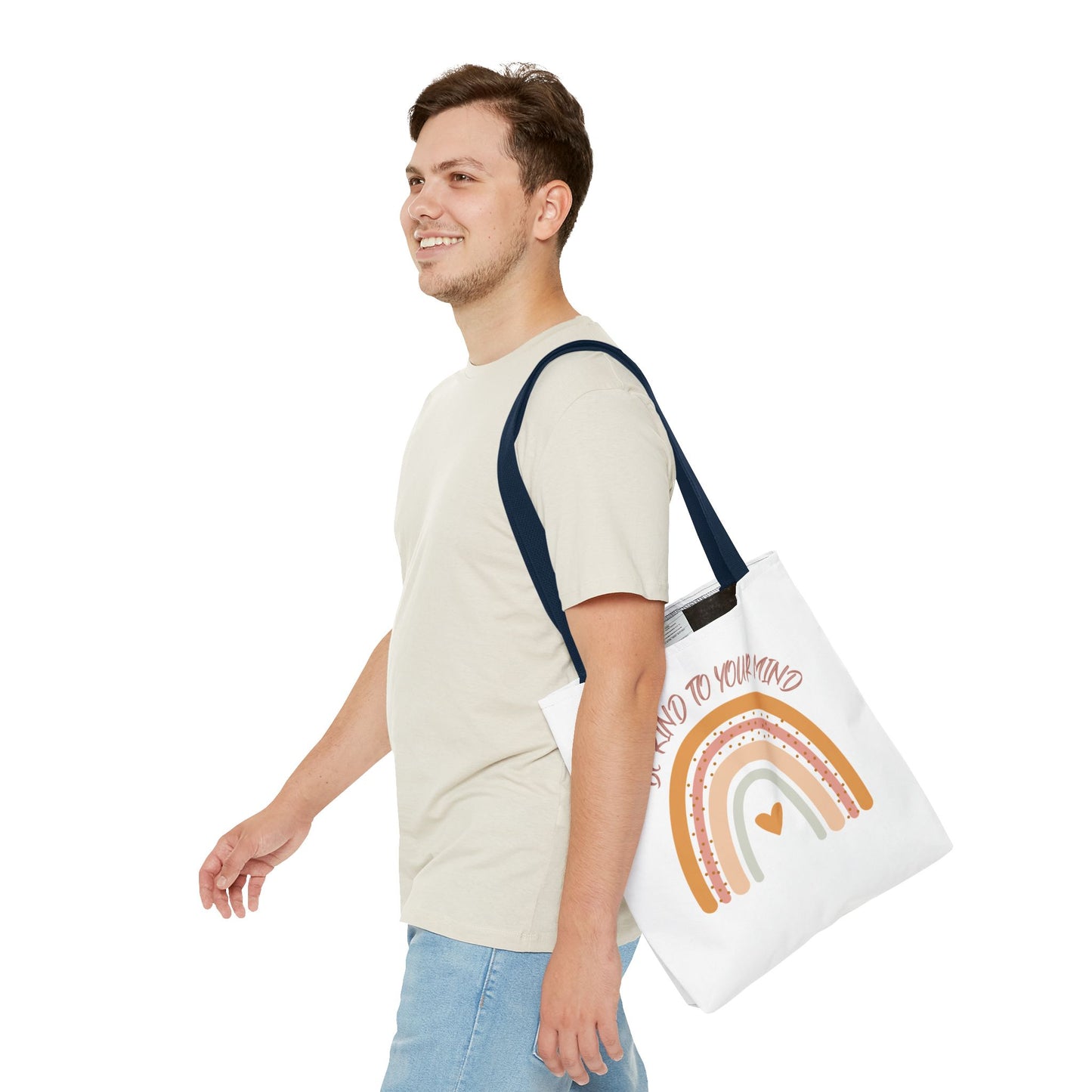 Rainbow Motivational Tote Bag, Eco-Friendly Shopper, Mindfulness Gift, Everyday Carryall, Inspirational Bag, Cute Rainbows