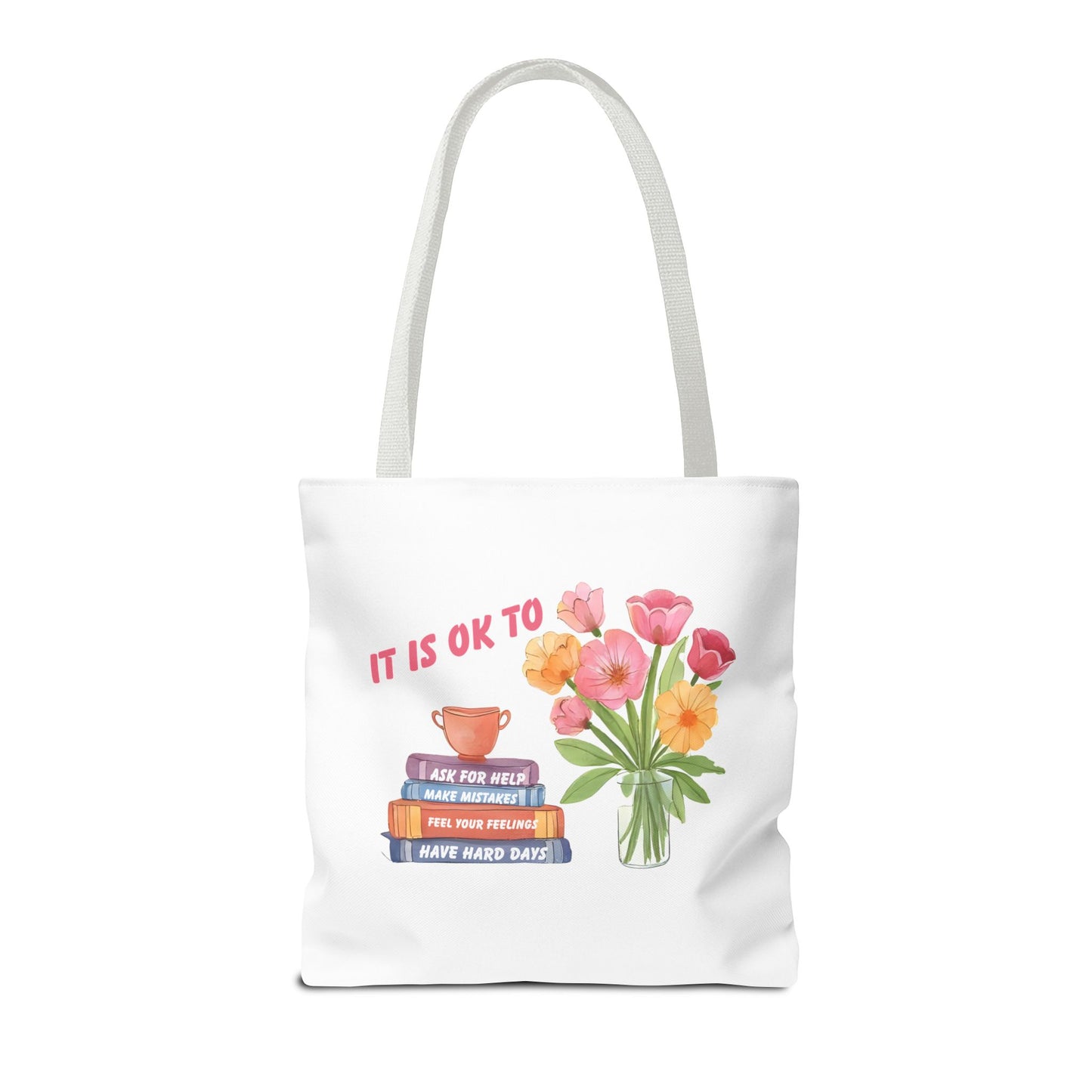 Floral Motivational Tote Bag | Inspirational Gift, Book Lover, Flower Design, Everyday Use, Eco-Friendly