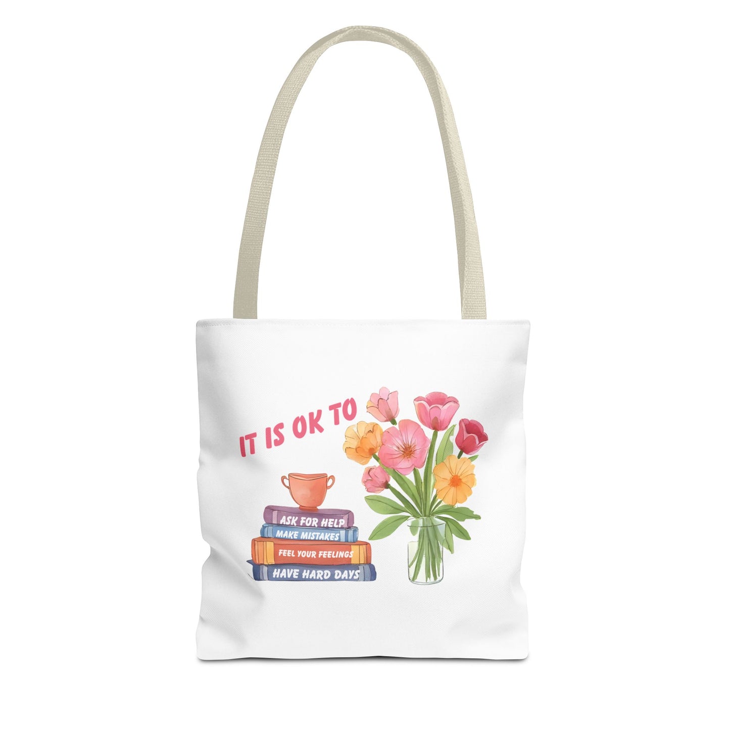Floral Motivational Tote Bag | Inspirational Gift, Book Lover, Flower Design, Everyday Use, Eco-Friendly