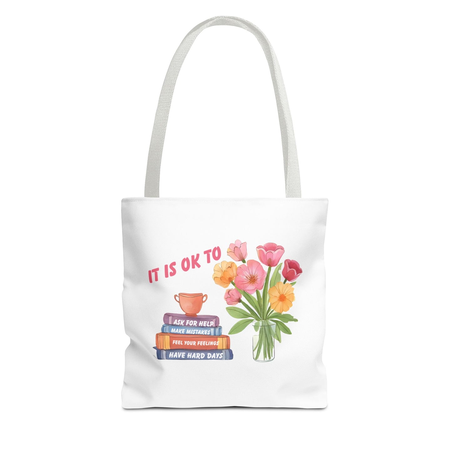 Floral Motivational Tote Bag | Inspirational Gift, Book Lover, Flower Design, Everyday Use, Eco-Friendly