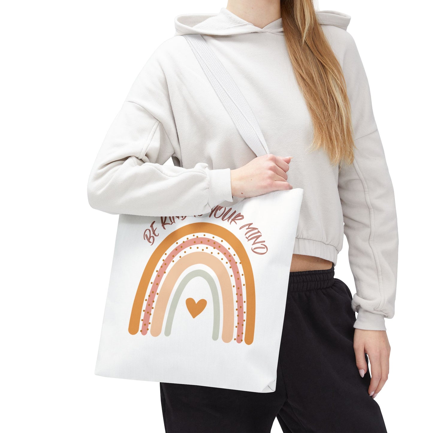 Rainbow Motivational Tote Bag, Eco-Friendly Shopper, Mindfulness Gift, Everyday Carryall, Inspirational Bag, Cute Rainbows