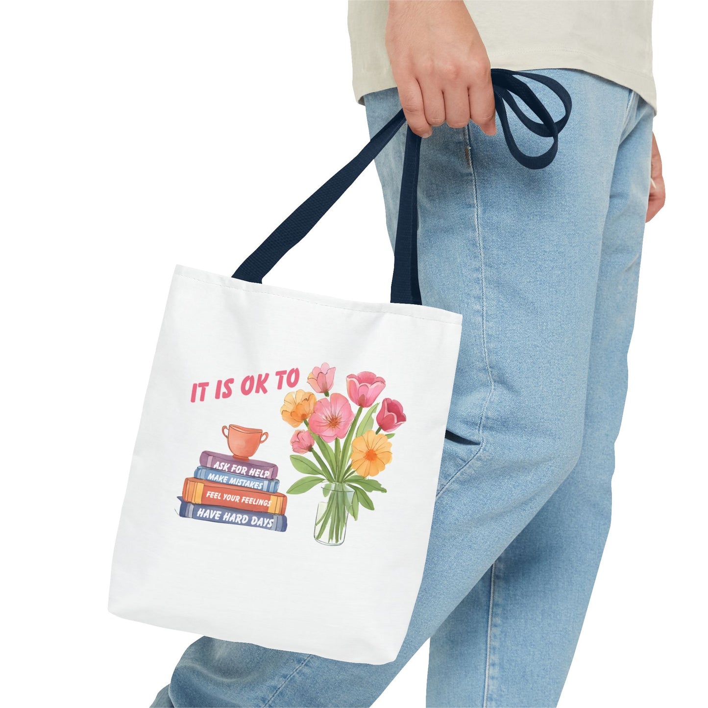 Floral Motivational Tote Bag | Inspirational Gift, Book Lover, Flower Design, Everyday Use, Eco-Friendly