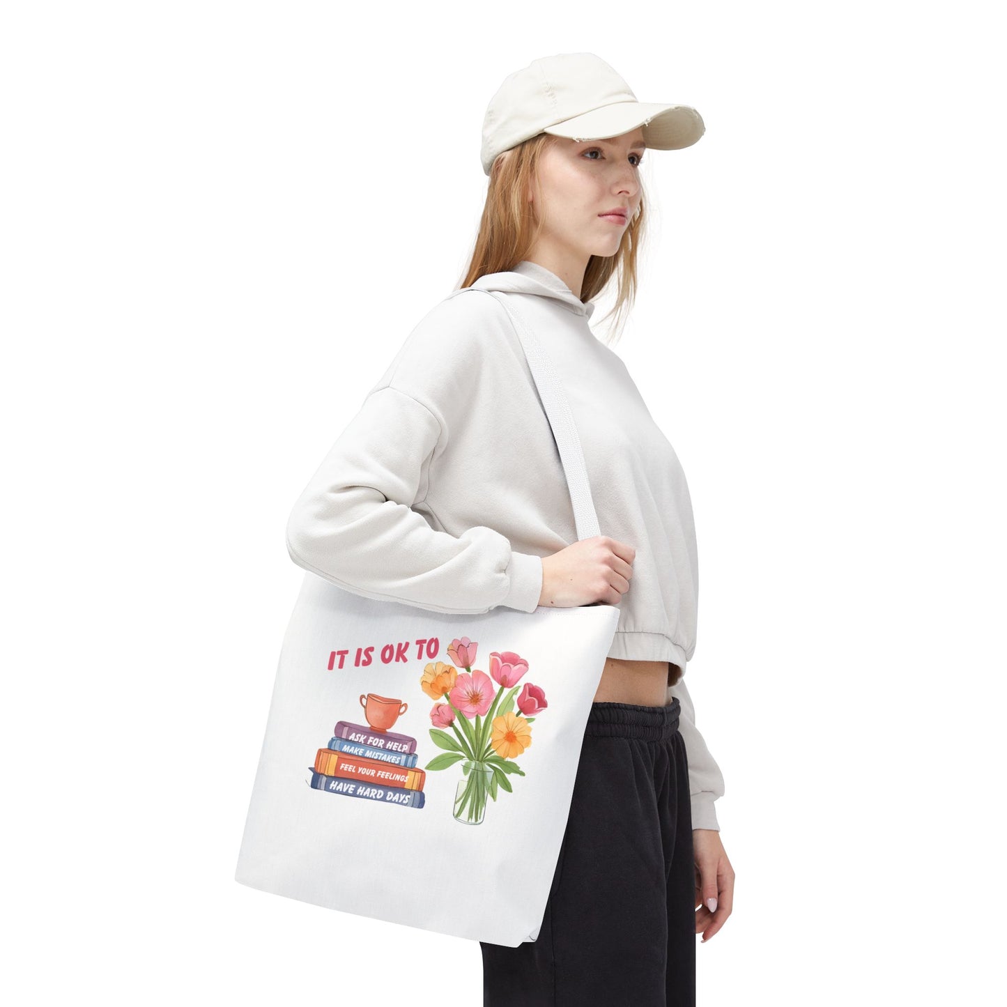 Floral Motivational Tote Bag | Inspirational Gift, Book Lover, Flower Design, Everyday Use, Eco-Friendly