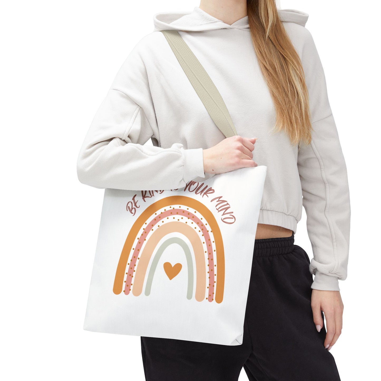 Rainbow Motivational Tote Bag, Eco-Friendly Shopper, Mindfulness Gift, Everyday Carryall, Inspirational Bag, Cute Rainbows