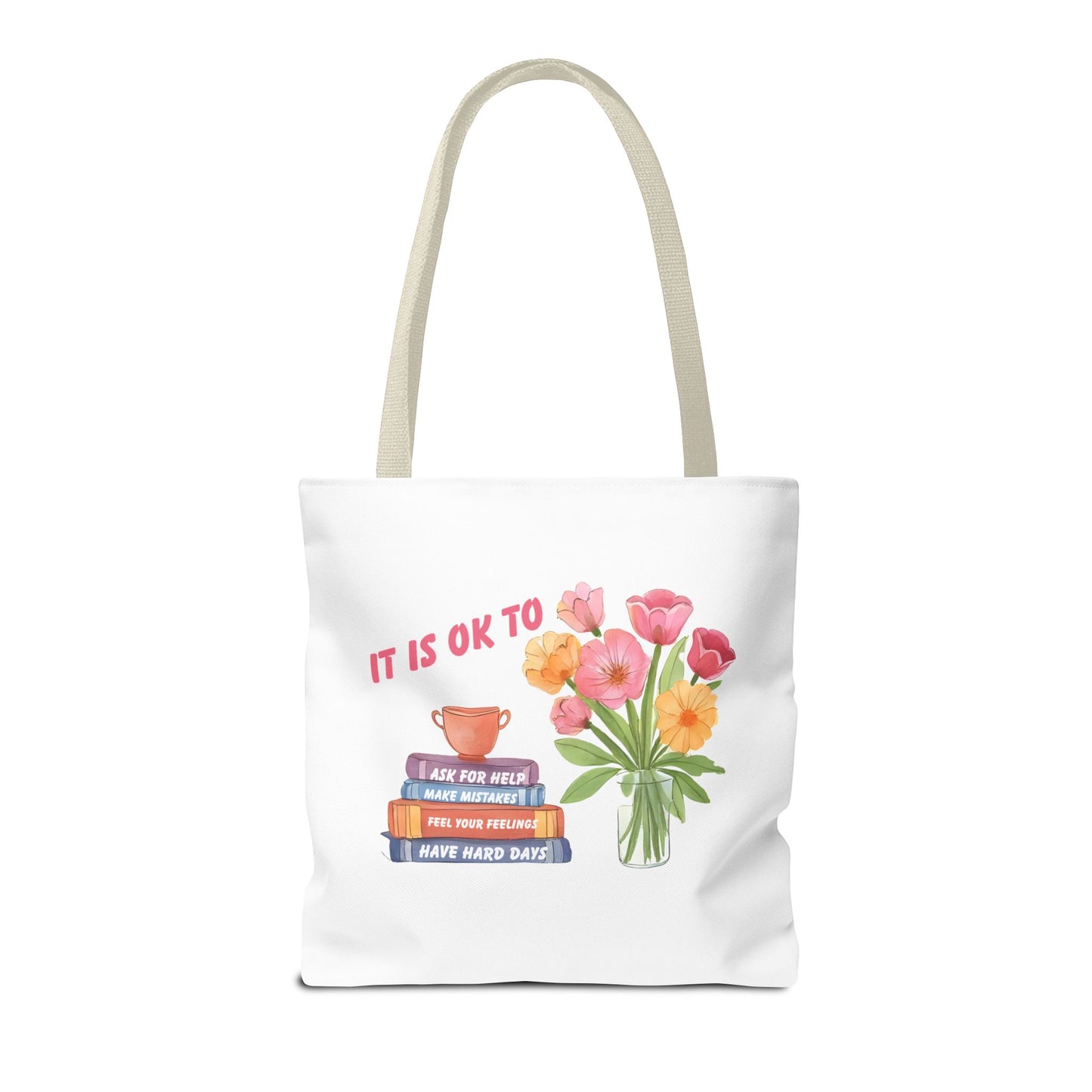 Floral Motivational Tote Bag | Inspirational Gift, Book Lover, Flower Design, Everyday Use, Eco-Friendly