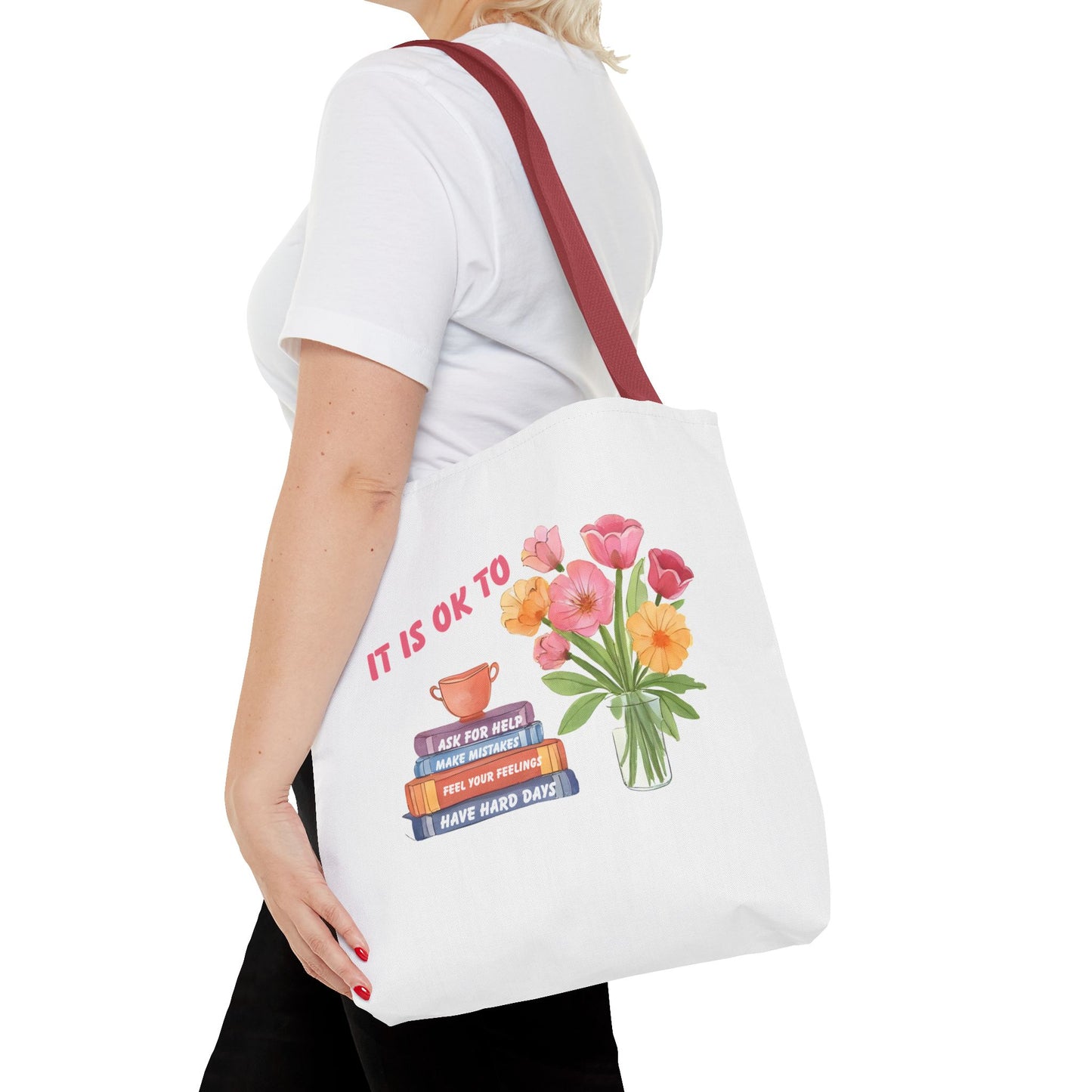 Floral Motivational Tote Bag | Inspirational Gift, Book Lover, Flower Design, Everyday Use, Eco-Friendly