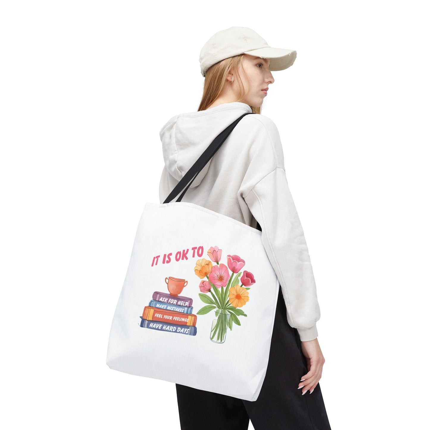 Floral Motivational Tote Bag | Inspirational Gift, Book Lover, Flower Design, Everyday Use, Eco-Friendly