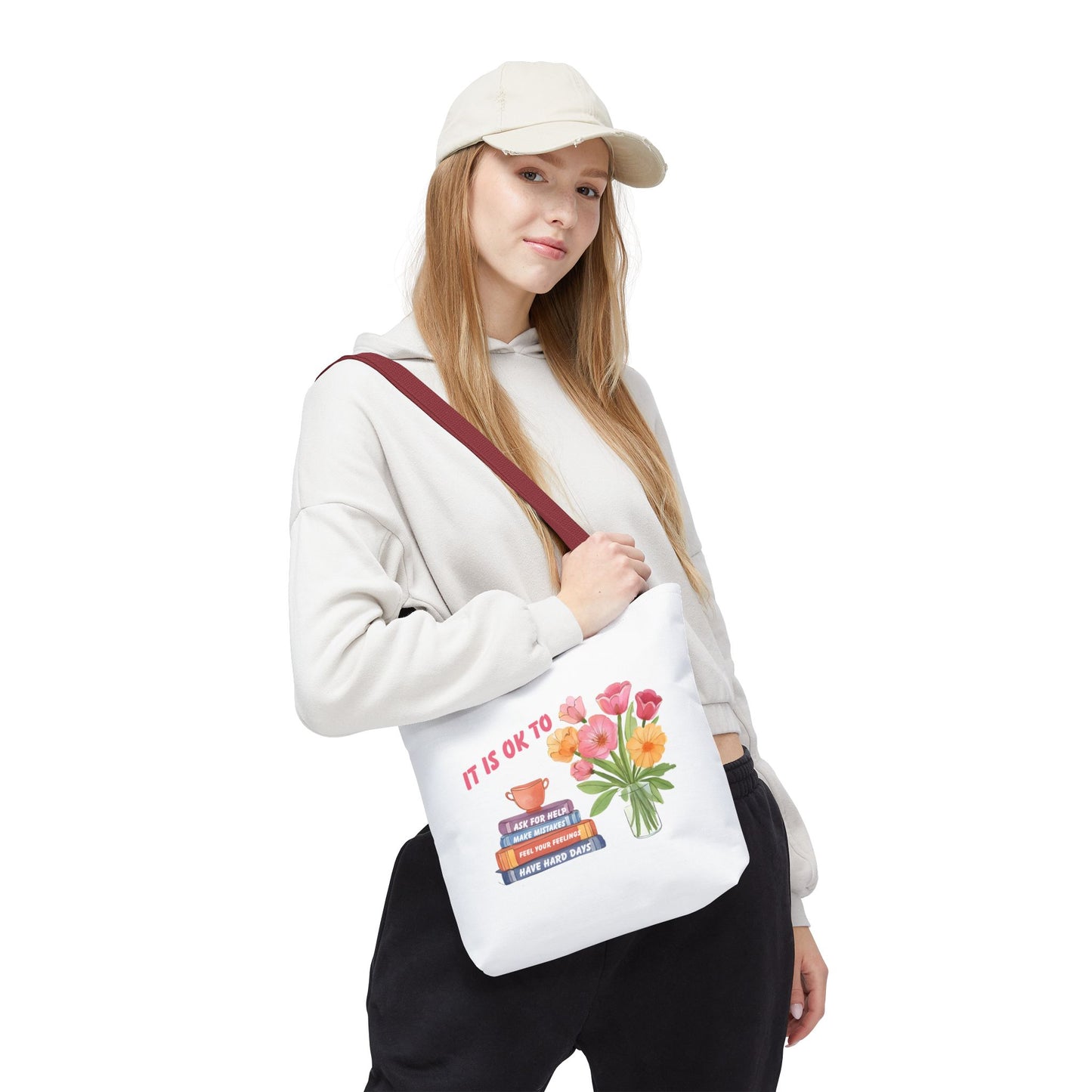 Floral Motivational Tote Bag | Inspirational Gift, Book Lover, Flower Design, Everyday Use, Eco-Friendly