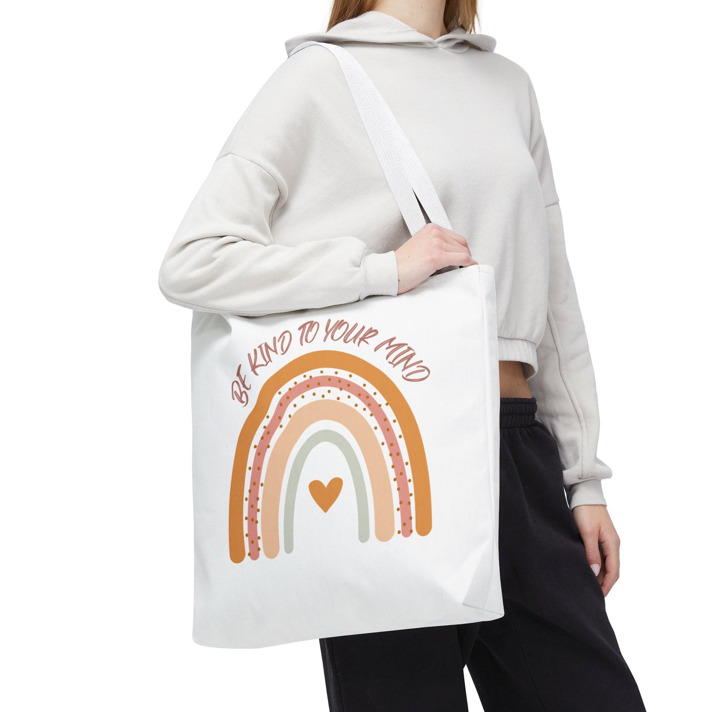 Rainbow Motivational Tote Bag, Eco-Friendly Shopper, Mindfulness Gift, Everyday Carryall, Inspirational Bag, Cute Rainbows