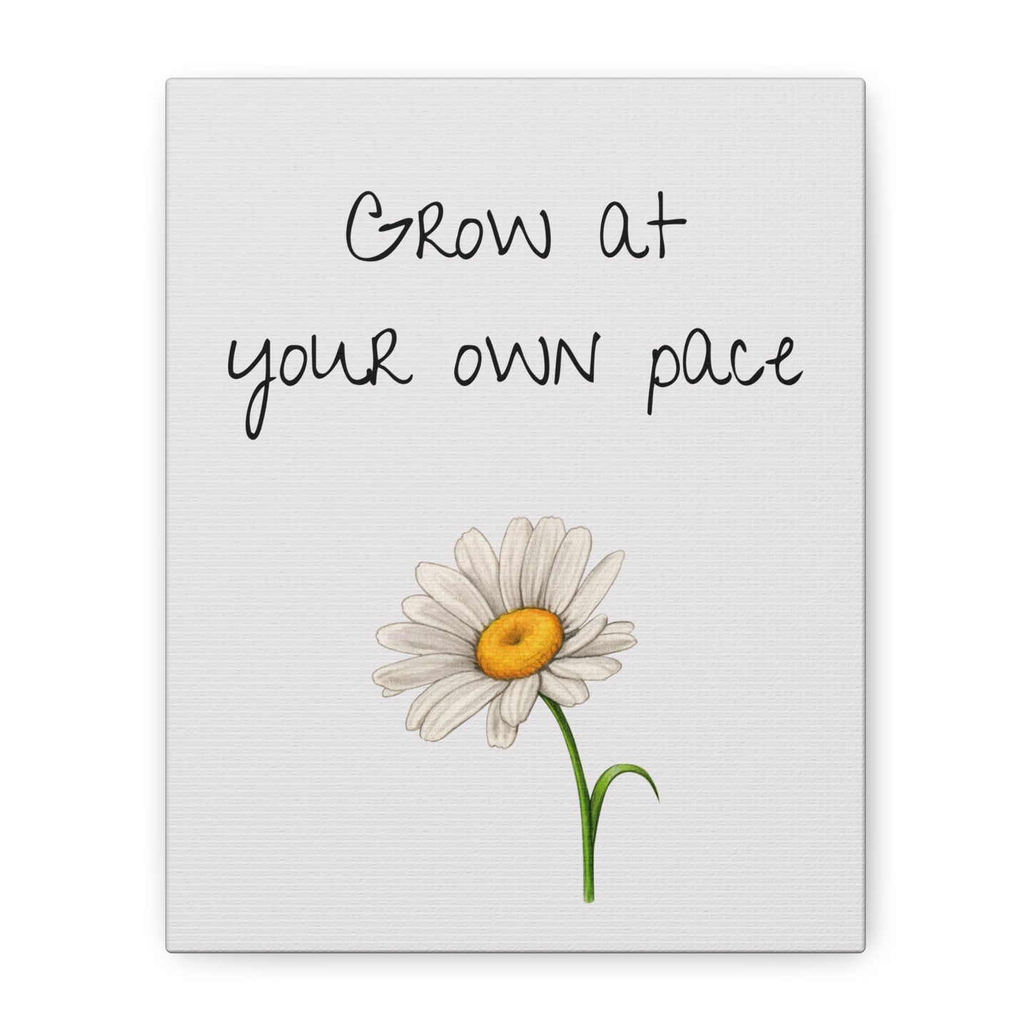 Motivational Canvas Art: "Grow at Your Own Pace" Inspirational Wall Decor, Home Office, Gift for Students, Flower Design
