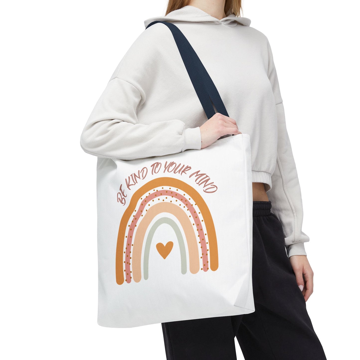 Rainbow Motivational Tote Bag, Eco-Friendly Shopper, Mindfulness Gift, Everyday Carryall, Inspirational Bag, Cute Rainbows
