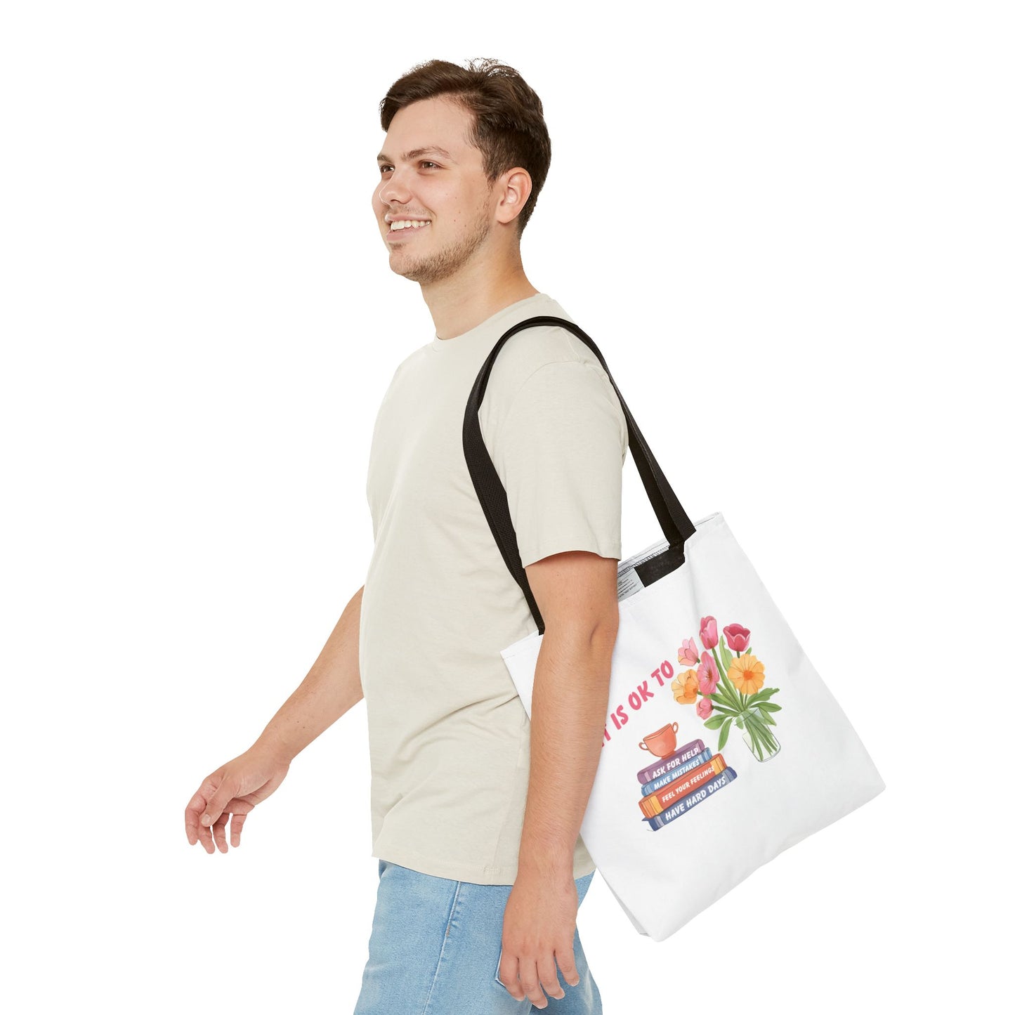 Floral Motivational Tote Bag | Inspirational Gift, Book Lover, Flower Design, Everyday Use, Eco-Friendly