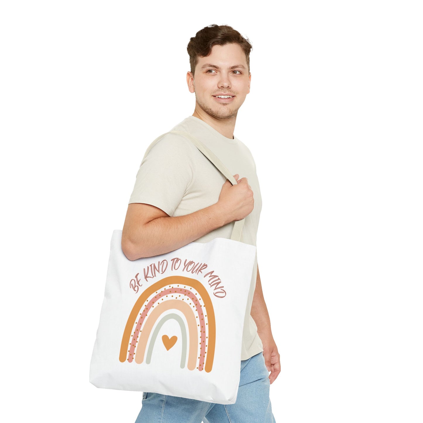 Rainbow Motivational Tote Bag, Eco-Friendly Shopper, Mindfulness Gift, Everyday Carryall, Inspirational Bag, Cute Rainbows