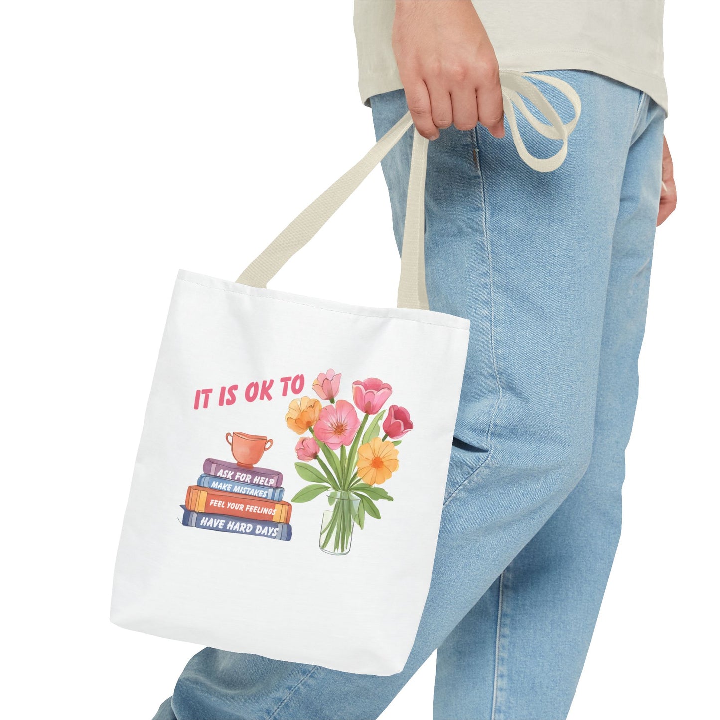 Floral Motivational Tote Bag | Inspirational Gift, Book Lover, Flower Design, Everyday Use, Eco-Friendly