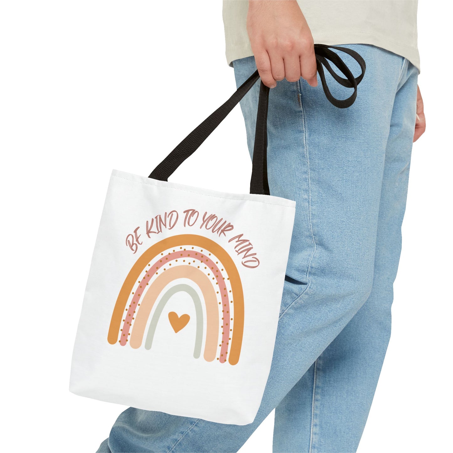 Rainbow Motivational Tote Bag, Eco-Friendly Shopper, Mindfulness Gift, Everyday Carryall, Inspirational Bag, Cute Rainbows