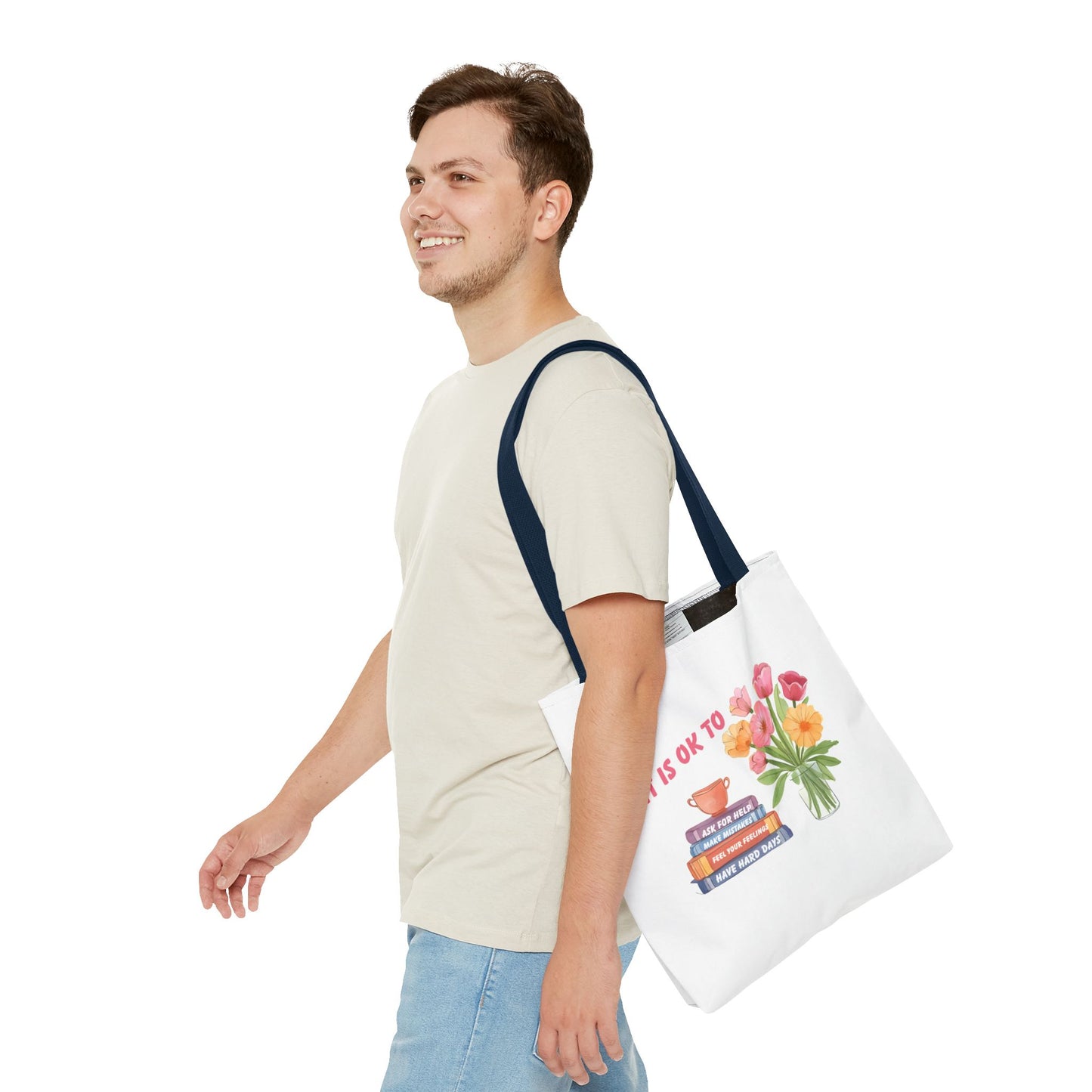 Floral Motivational Tote Bag | Inspirational Gift, Book Lover, Flower Design, Everyday Use, Eco-Friendly