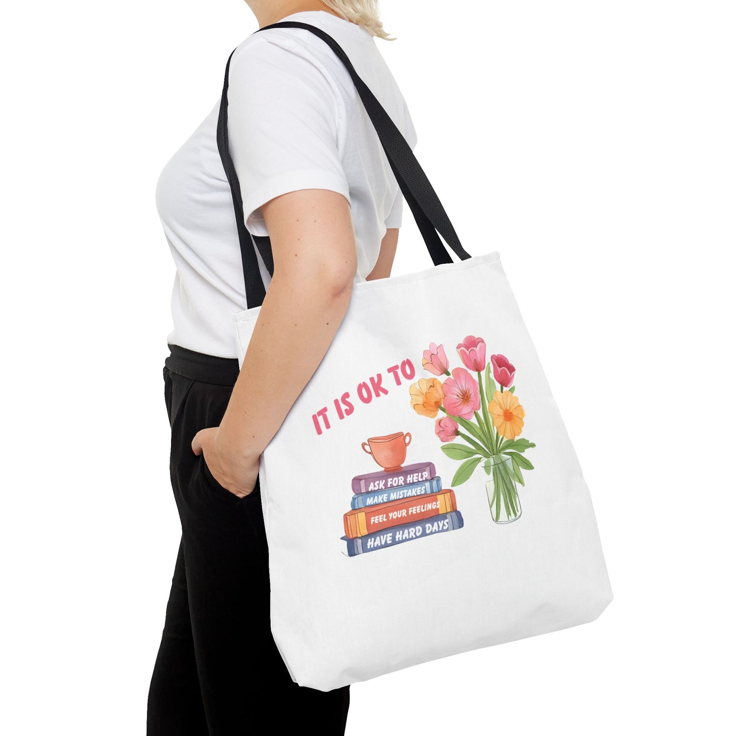 Floral Motivational Tote Bag | Inspirational Gift, Book Lover, Flower Design, Everyday Use, Eco-Friendly