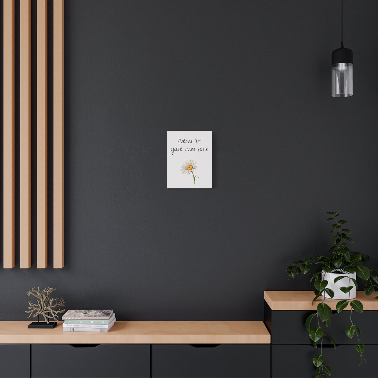 Motivational Canvas Art: "Grow at Your Own Pace" Inspirational Wall Decor, Home Office, Gift for Students, Flower Design