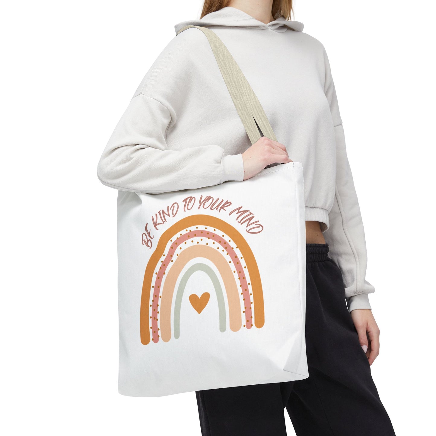 Rainbow Motivational Tote Bag, Eco-Friendly Shopper, Mindfulness Gift, Everyday Carryall, Inspirational Bag, Cute Rainbows