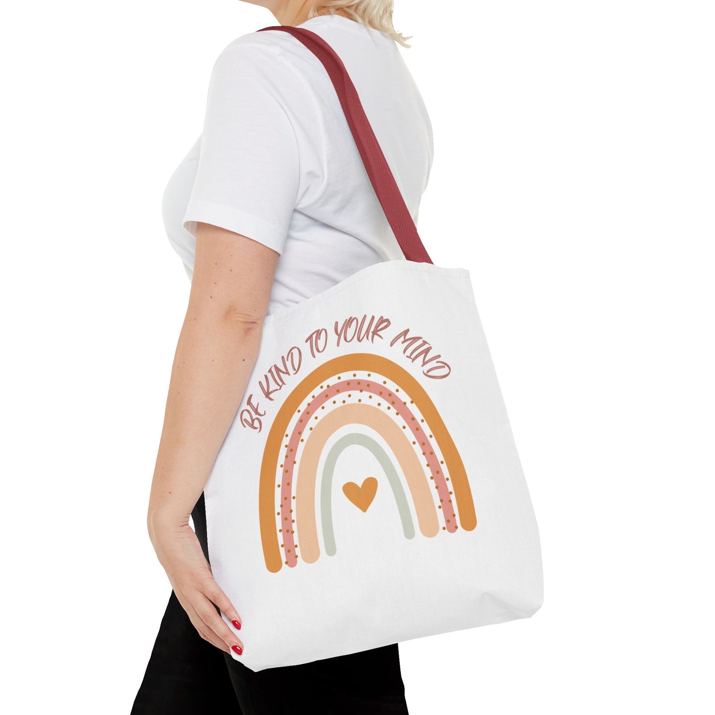 Rainbow Motivational Tote Bag, Eco-Friendly Shopper, Mindfulness Gift, Everyday Carryall, Inspirational Bag, Cute Rainbows