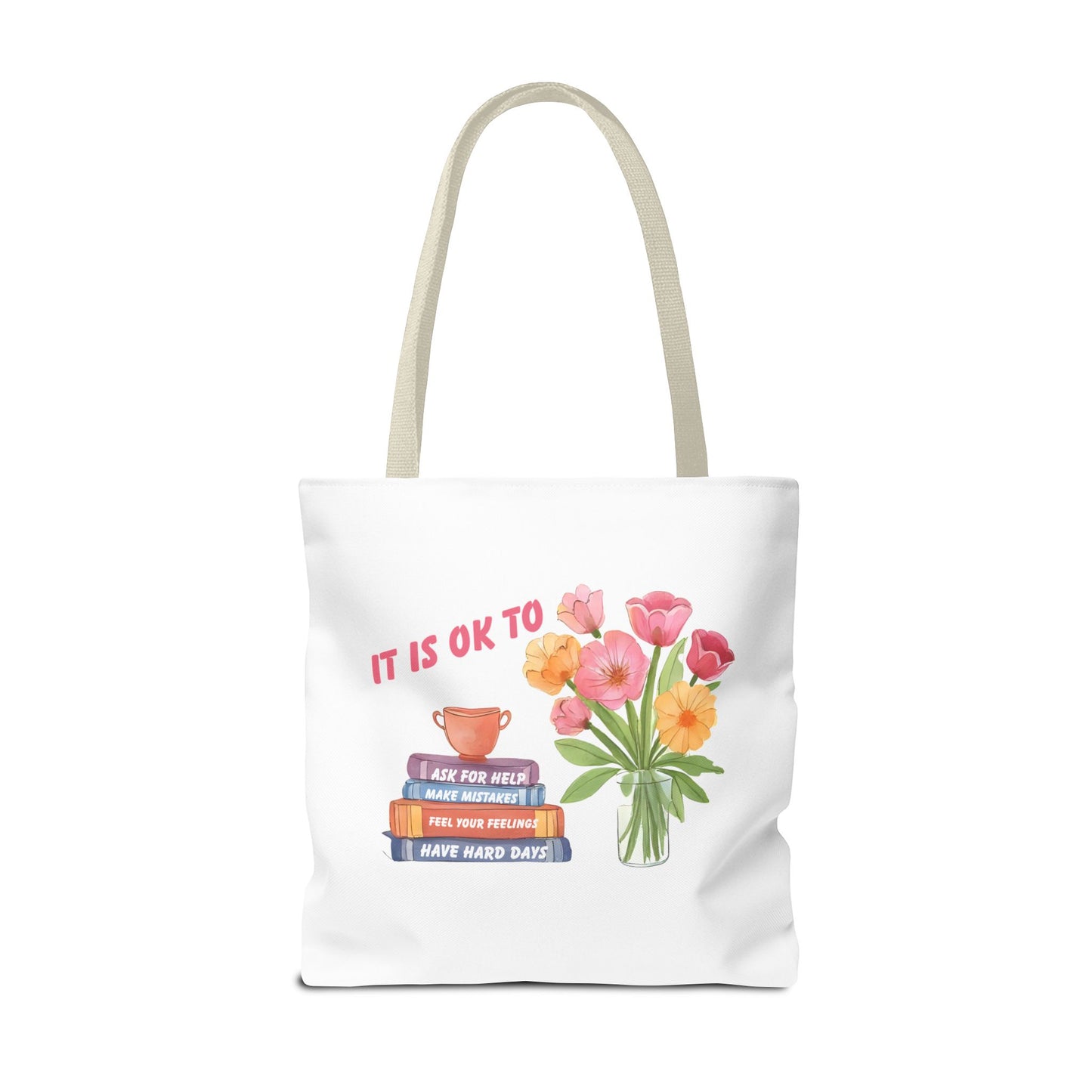 Floral Motivational Tote Bag | Inspirational Gift, Book Lover, Flower Design, Everyday Use, Eco-Friendly