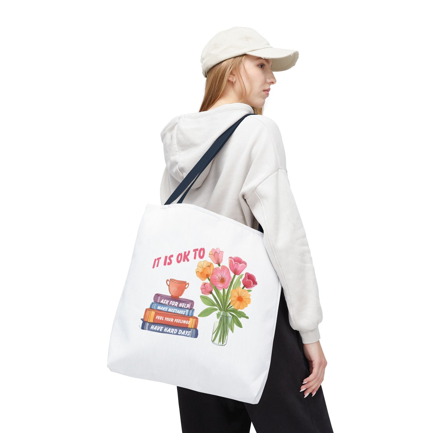 Floral Motivational Tote Bag | Inspirational Gift, Book Lover, Flower Design, Everyday Use, Eco-Friendly