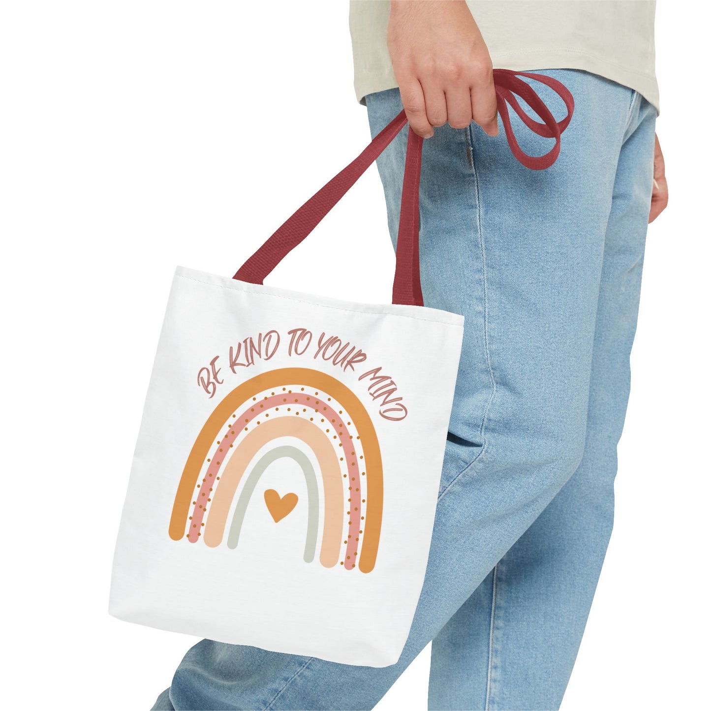 Rainbow Motivational Tote Bag, Eco-Friendly Shopper, Mindfulness Gift, Everyday Carryall, Inspirational Bag, Cute Rainbows
