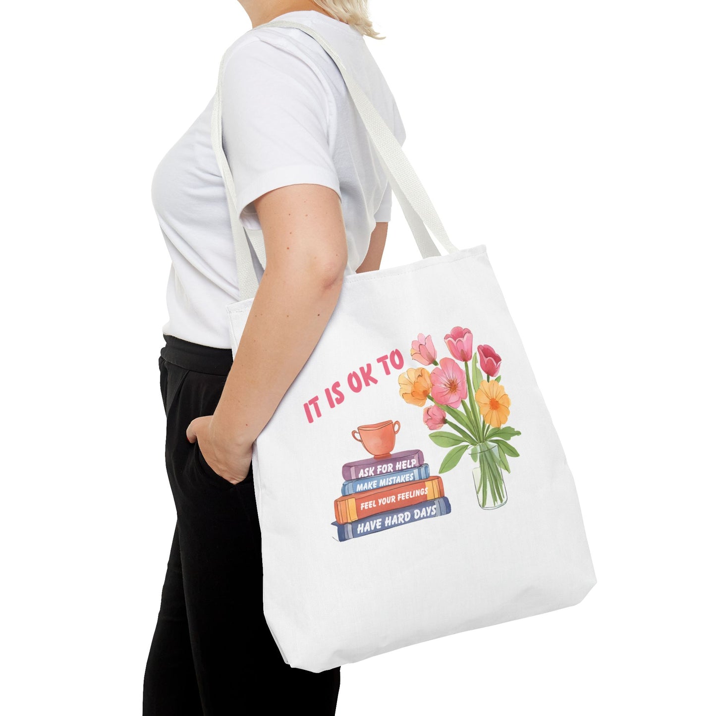 Floral Motivational Tote Bag | Inspirational Gift, Book Lover, Flower Design, Everyday Use, Eco-Friendly