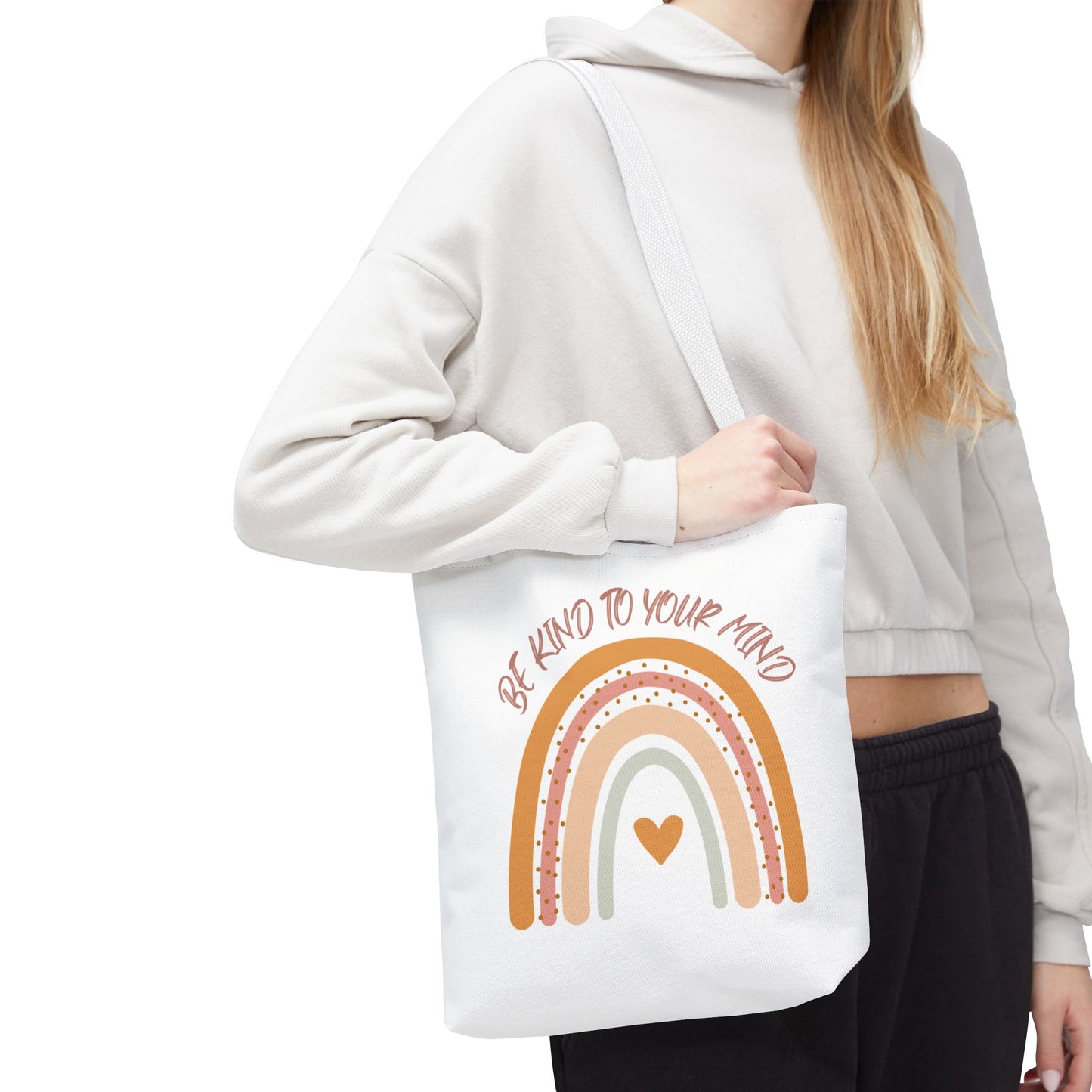 Rainbow Motivational Tote Bag, Eco-Friendly Shopper, Mindfulness Gift, Everyday Carryall, Inspirational Bag, Cute Rainbows